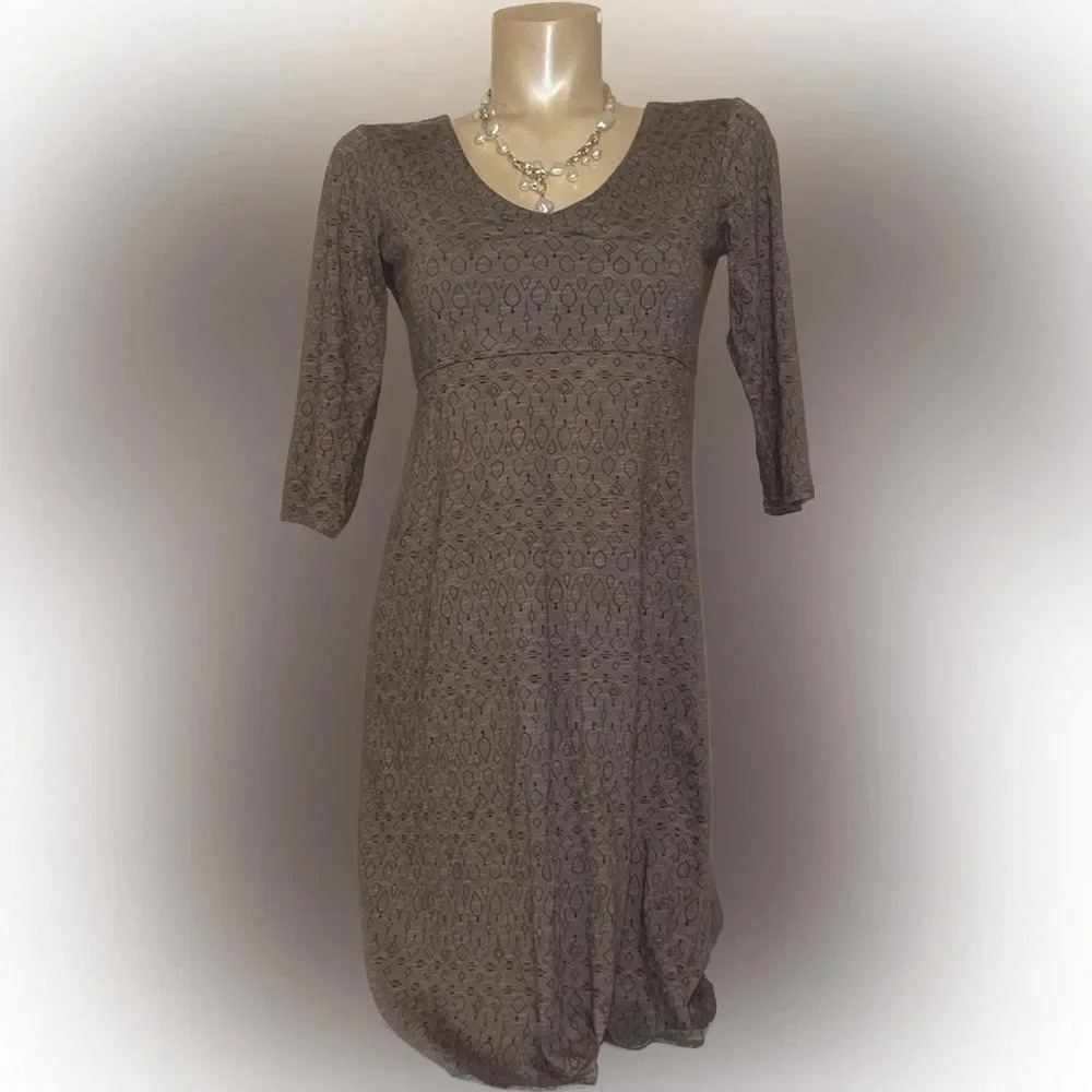 Toad & Co womens dress Small 4 6 Rosalinda falcon brown fit flare stretch 3/4
